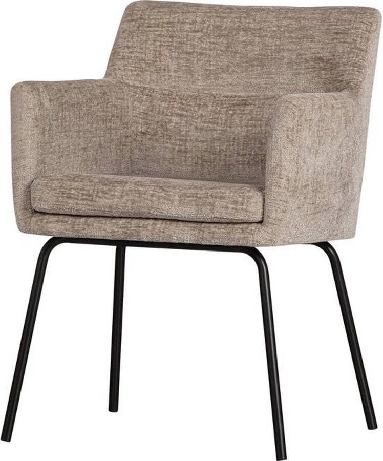 BASICLABEL Kam Eetkamerstoel met Armleuning Polyester Zand Set van 2 - Foto 2