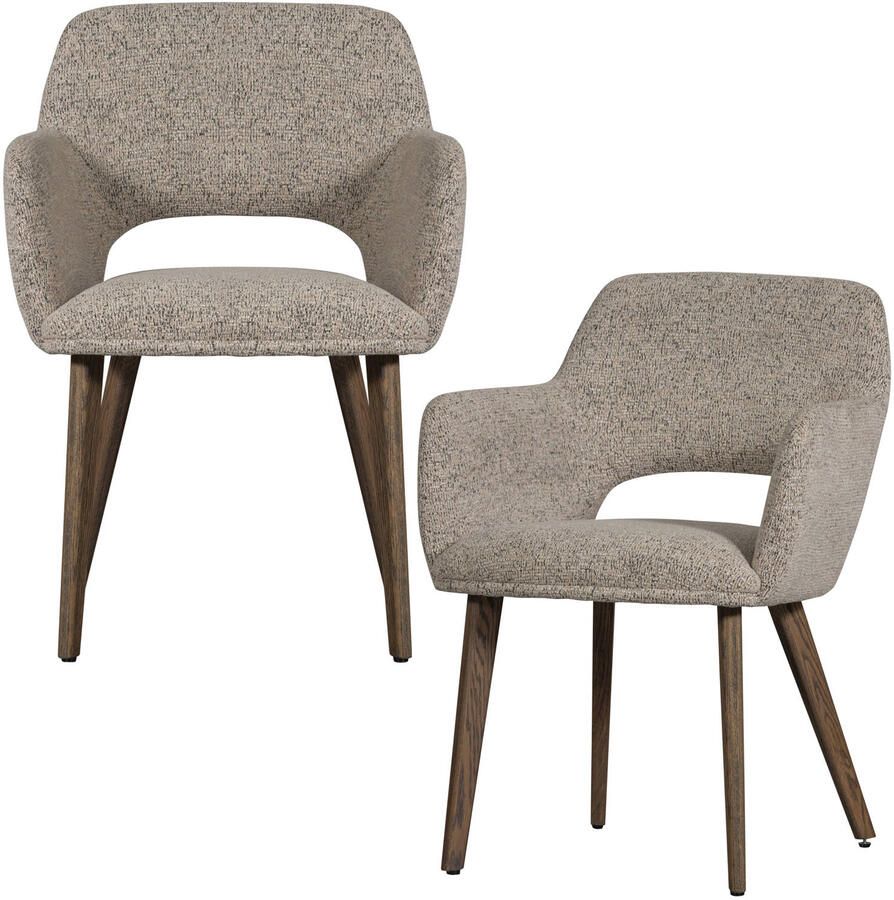 WOOOD Murat Eetkamerstoelen Houten Bruine Poot Naturel Set van 2 - Foto 3