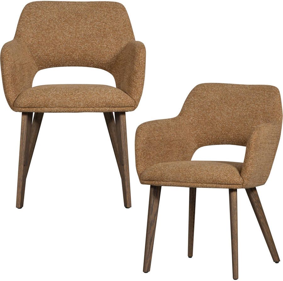 WOOOD Murat Eetkamerstoelen Houten Bruine Poot Geel Set van 2 - Foto 3