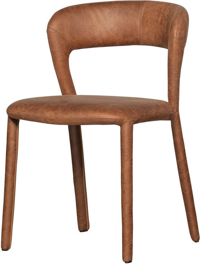 WOOOD Noble Eetkamerstoelen Leerlook Cognac Set van 2