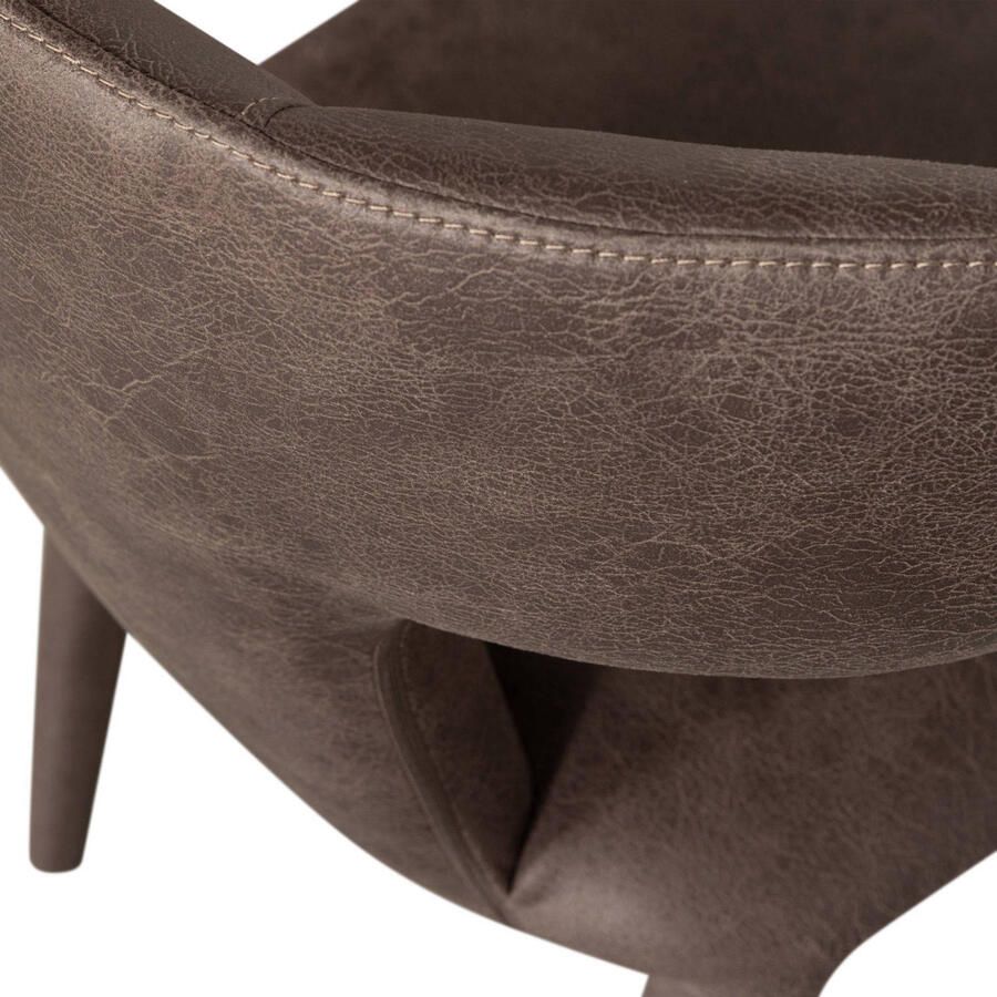 WOOOD Permit Eetkamerstoelen Leerlook Zwart Grijs Set van 2