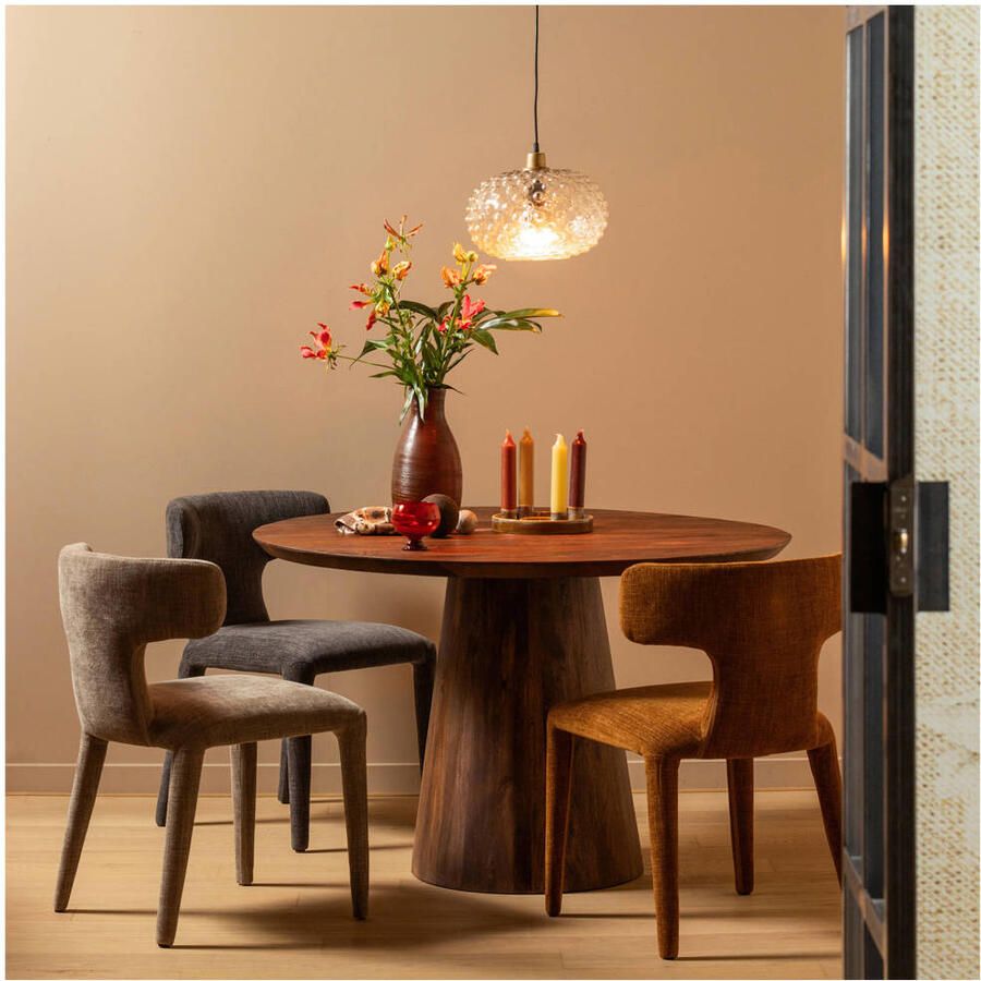 BePureHome WOOOD Permit Eetkamerstoelen Polyester Zand Set van 2 - Foto 3