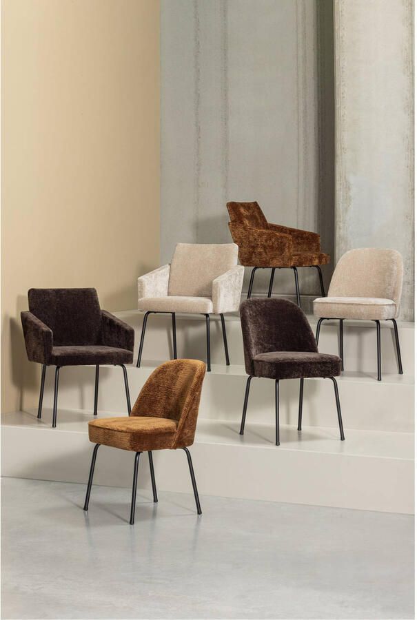 BePureHome Vogue Eetkamerstoelen Polyester Zand Set van 2