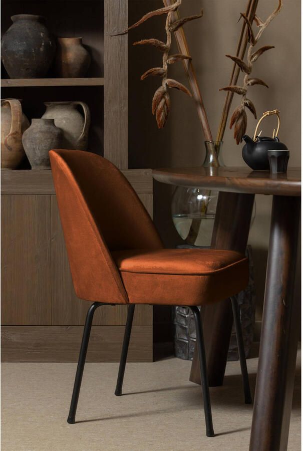 BePureHome WOOOD Vogue Eetkamerstoelen Fluweel Roest Set van 2 - Foto 2