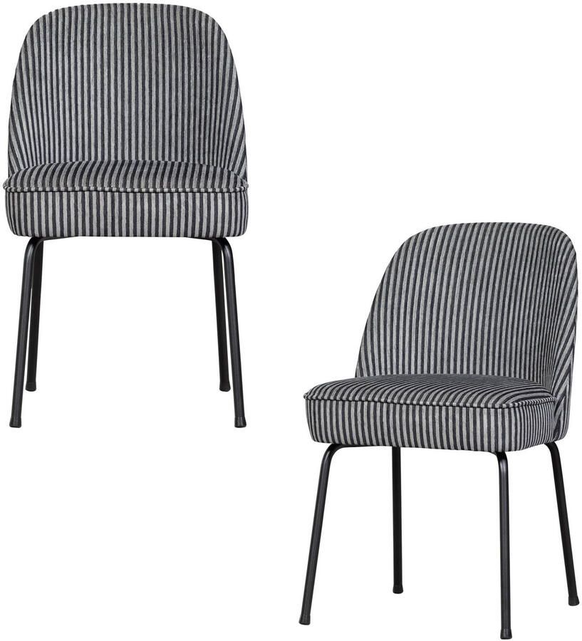 BePureHome Vogue Eetkamerstoelen Polyester Zwart Grijs Set van 2 - Foto 3