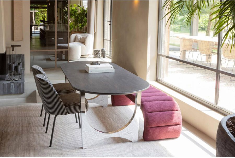 BePureHome Vogue Eetkamerstoelen Polyester Zwart Grijs Set van 2