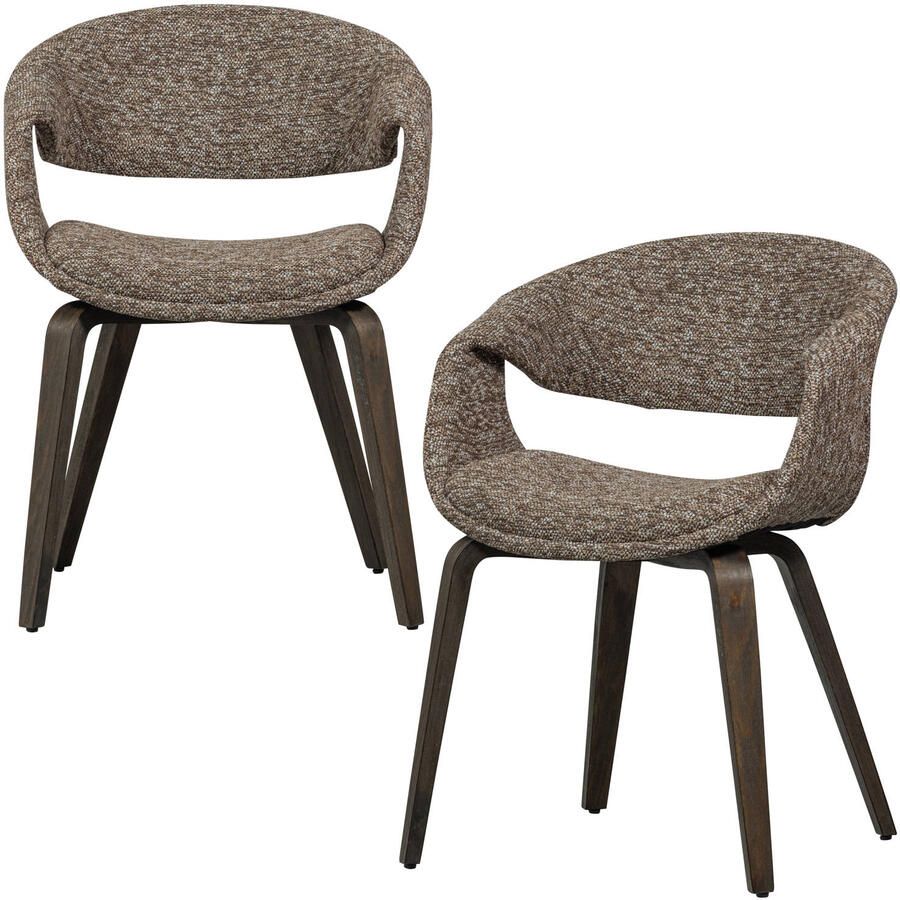 WOOOD Yossi Eetkamerstoelen Houten Bruine Poot Bruin Set van 2 - Foto 2