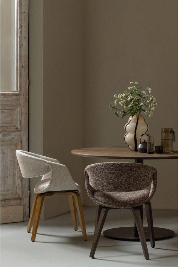 WOOOD Yossi Eetkamerstoelen Houten Bruine Poot Bruin Set van 2