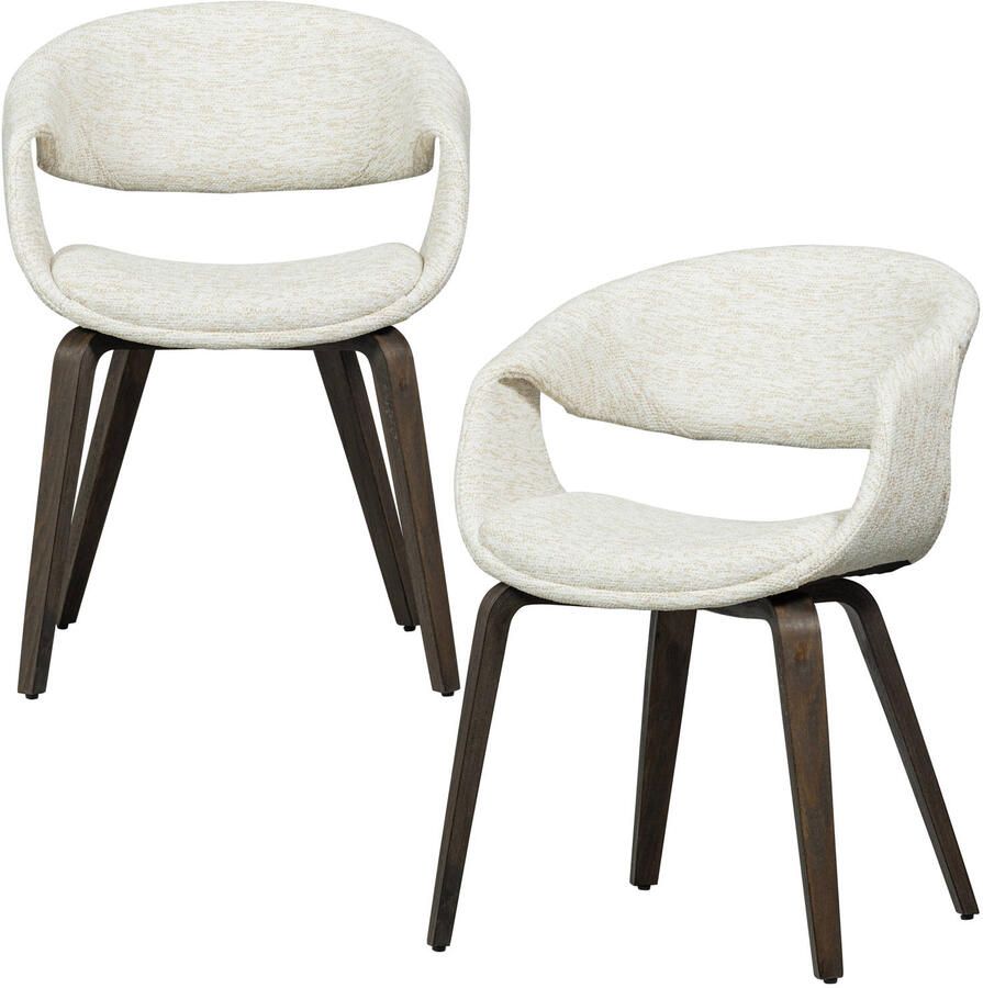 WOOOD Yossi Eetkamerstoelen Houten Bruine Poot Naturel Set van 2 - Foto 3