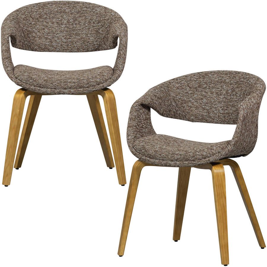 Woood Yossi Eetkamerstoelen Houten Naturel Poot Bruin Set van 2 - Foto 3