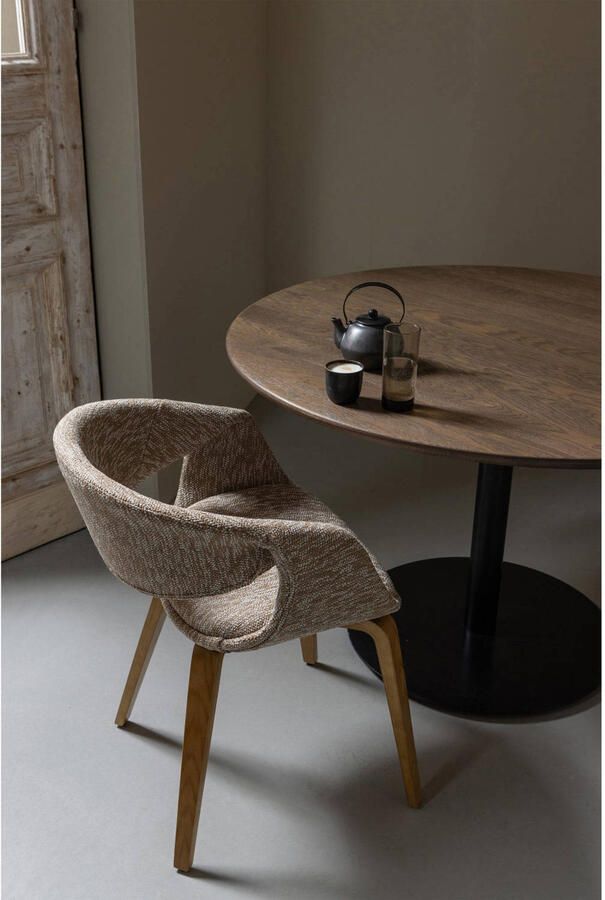 WOOOD Yossi Eetkamerstoelen Met Houten Naturel Poot Zand Set van 2