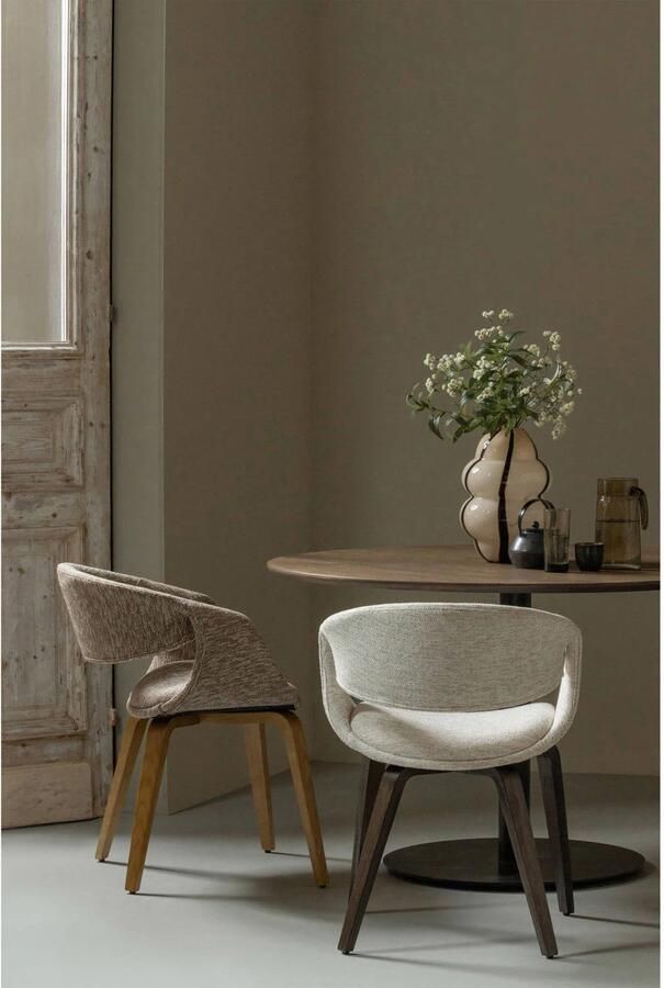 WOOOD Yossi Eetkamerstoelen Houten Bruine Poot Naturel Set van 2 - Foto 3