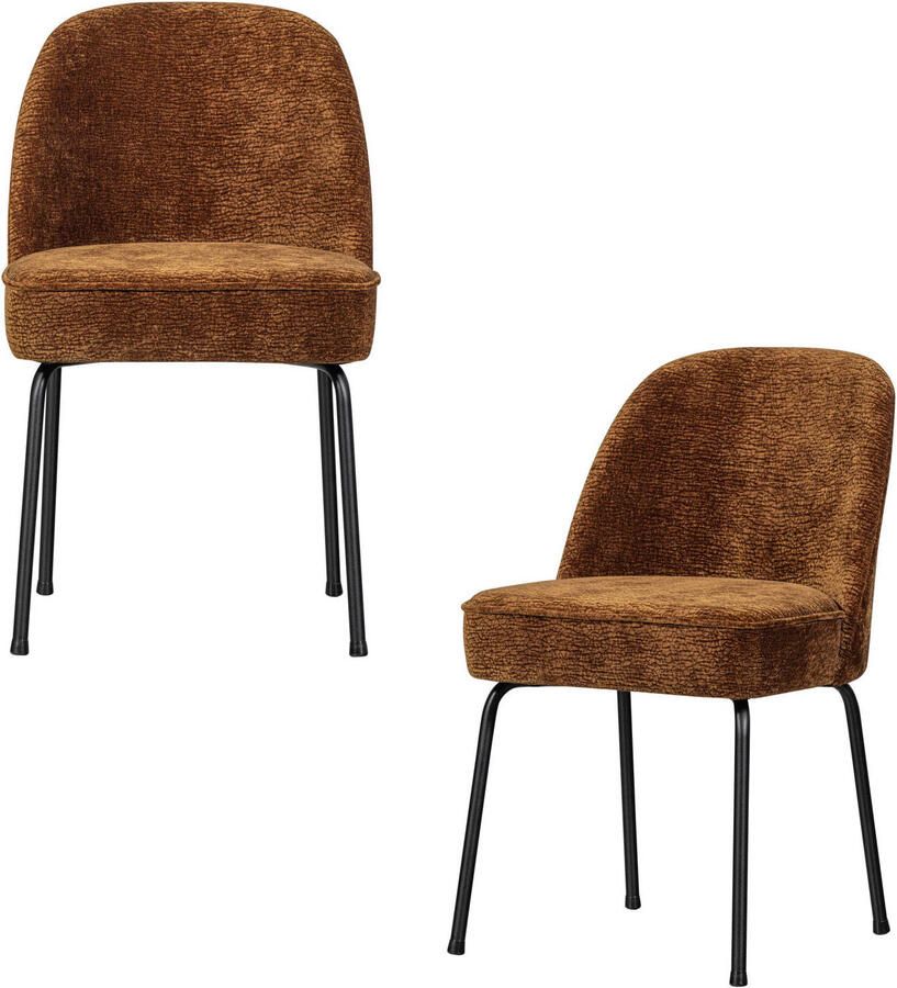 BePureHome Vogue Eetkamerstoelen Polyester Midden Bruin -Set van 2 - Foto 3
