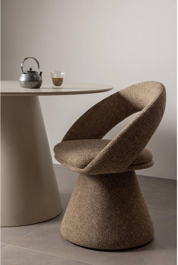 WOOOD Draaibare Eetkamerstoel Winter Geweven stof Zand Melange - Foto 2