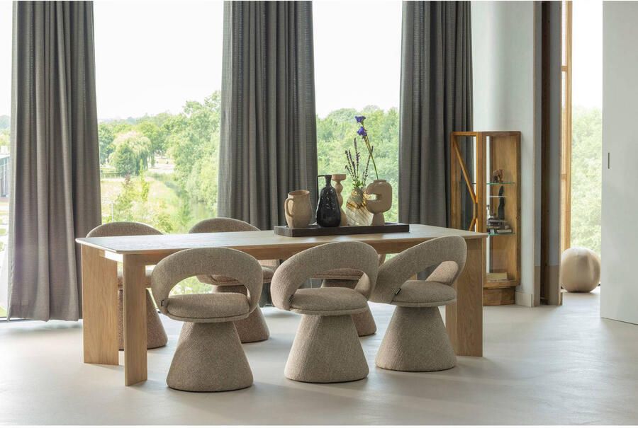 WOOOD Draaibare Eetkamerstoel Winter Geweven stof Naturel Melange