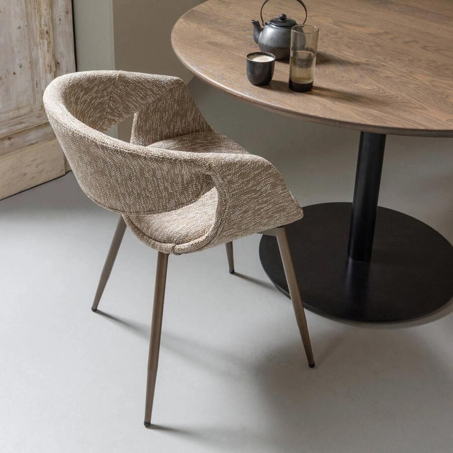 WOOOD Yossi Eetkamerstoelen Met Metalen Koper Poot Zand Set van 2 - Foto 2
