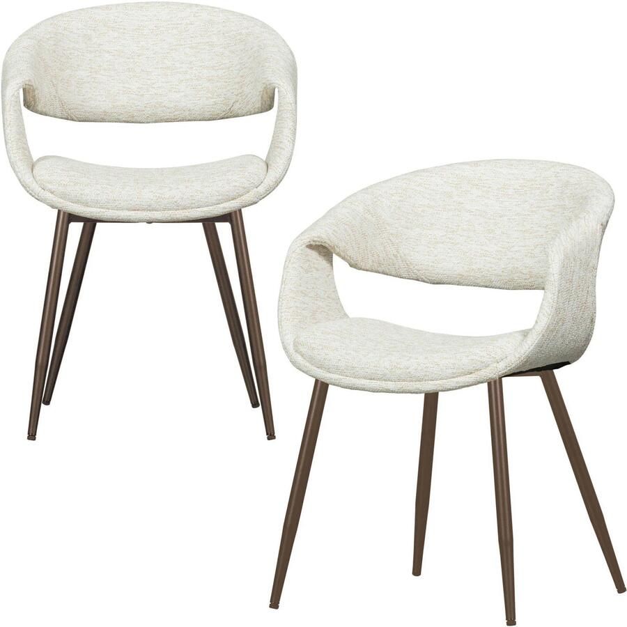 WOOOD Yossi Eetkamerstoelen Metalen Koper Poot Naturel Set van 2