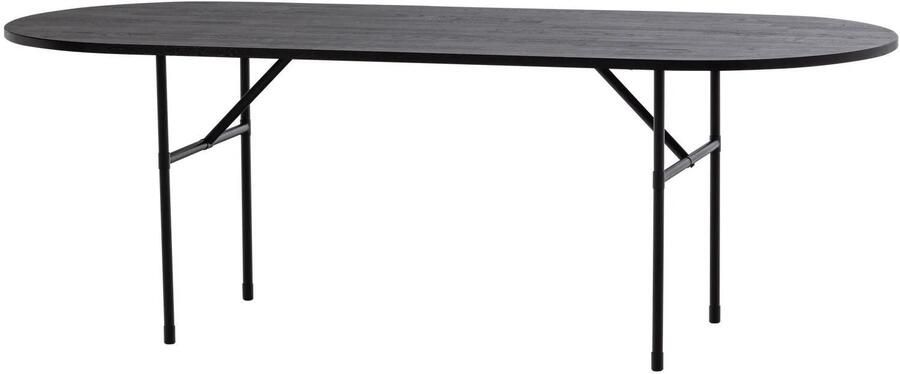 WOOOD Arthur Eettafel Ovaal Met H-Poot Eikenhout Zwart 75x220x90