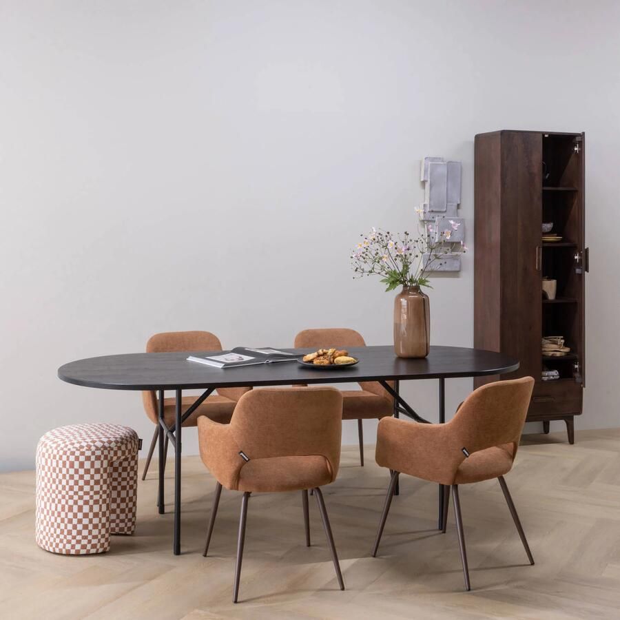 WOOOD Arthur Eettafel Ovaal Met H-Poot Eikenhout Zwart 75x220x90 - Foto 2