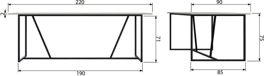 WOOOD Eettafel Silas rechthoekige vorm hout gedeeltelijk massief h 75 cm x b 220 cm - Foto 6