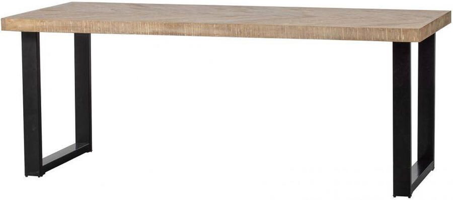 WOOOD Tablo Tafel Visgraat met U-Poot Mango 75x200x90 - Foto 3