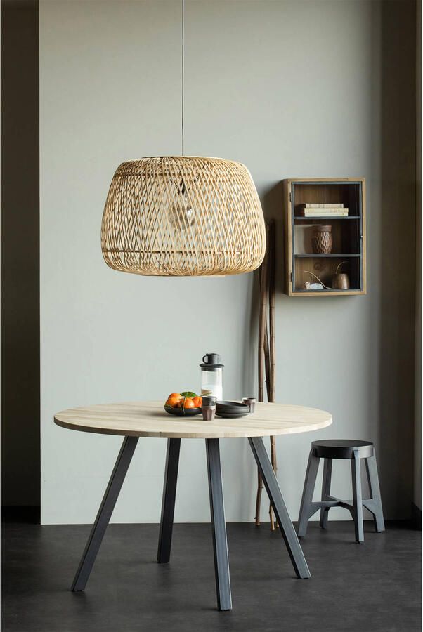 WOOOD Tablo Tafel Rond met 2-Standen Poot Eiken Metaal 75x120x120 - Foto 3