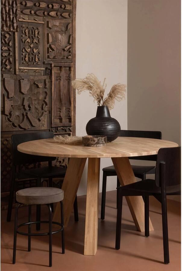WOOOD Rhonda Ronde Eettafel Eiken Naturel 77x129x129 - Foto 3