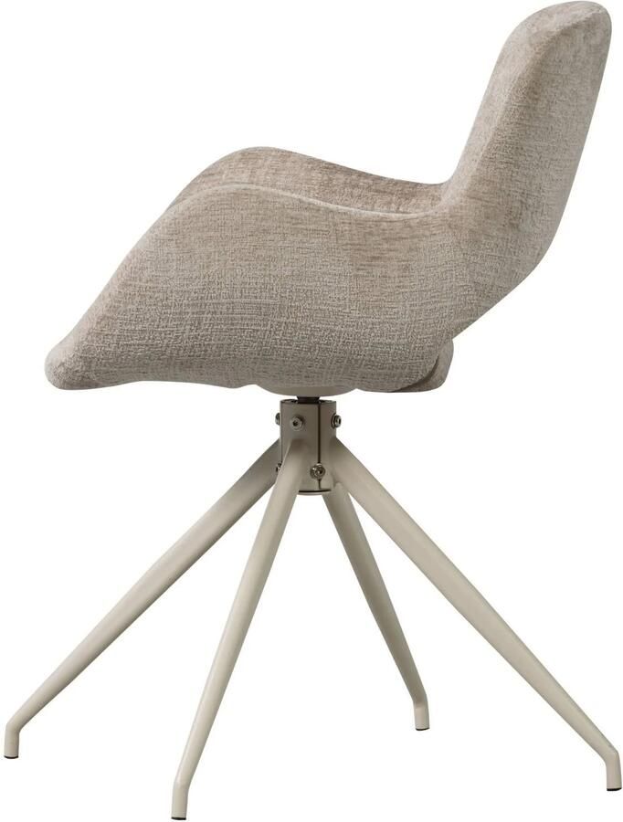 WOOOD Eliva Eetkamerstoel Structure Velvet Stof Zand Set van 2 - Foto 4