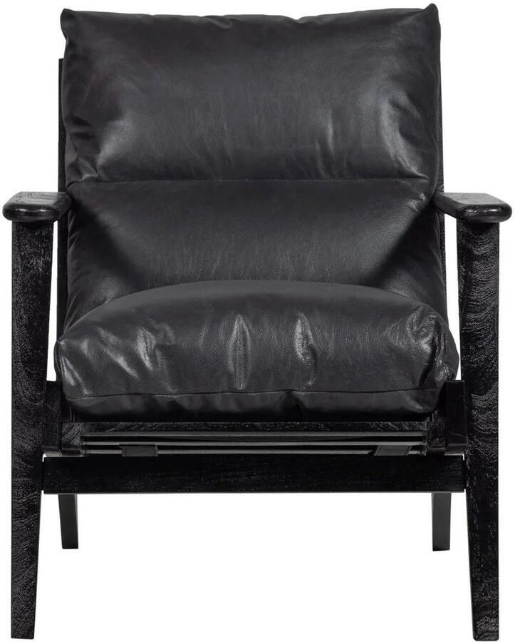 WOOOD Houston Fauteuil Leer Hout Zwart 86x71x71 cm - Foto 3