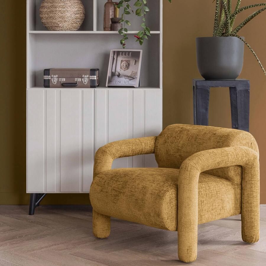 WOOOD Lenny Fauteuil Velvet Stof Goud Geel 65x76x82 cm - Foto 3
