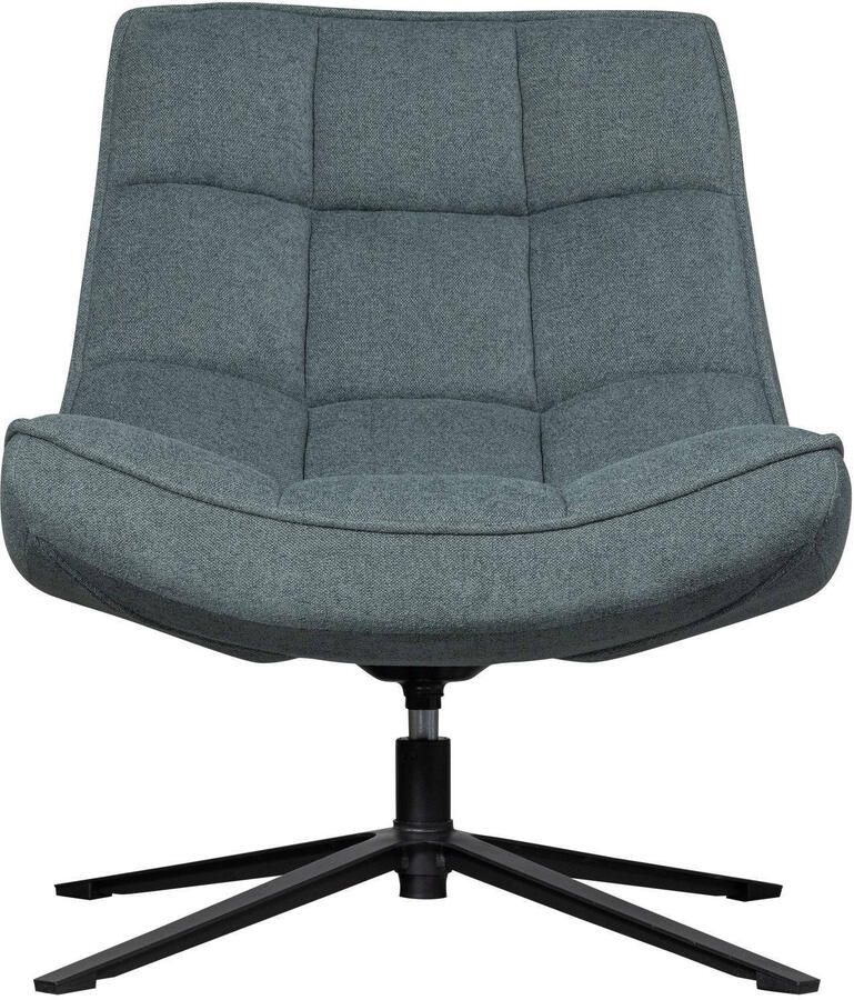 WOOOD Maudi Draaifauteuil Geweven Stof Metaal Blauw Steen Zwart 84x74x86 cm - Foto 4