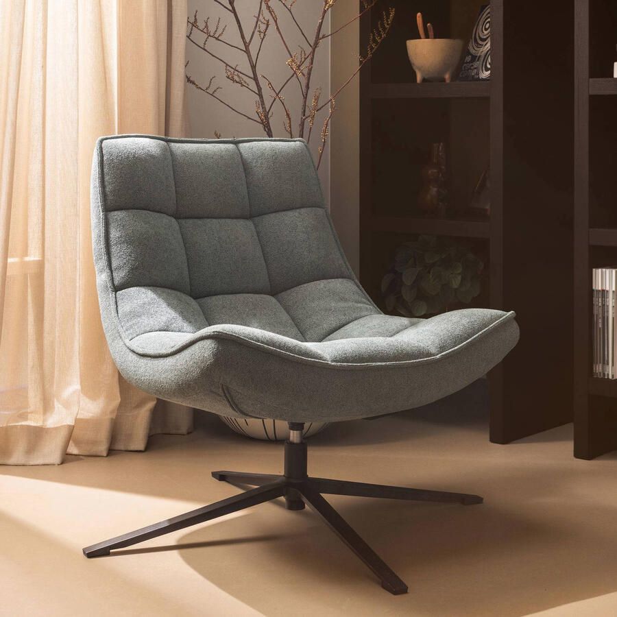 WOOOD Draaibare fauteuil Maudi Metalen frame gepolsterd met geweven stof H 84 cm x B 74 cm - Foto 3
