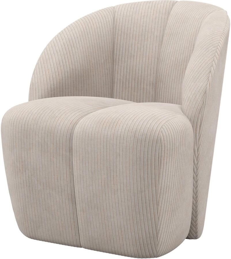 WOOOD Mojo Draaifauteuil Ribstof Ecru Beige 75x68x77 cm