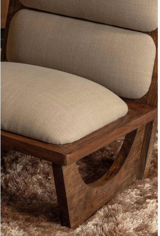 BePureHome Fauteuil Opulent Bouclé en Acaciahout Naturel Japandi - Foto 2