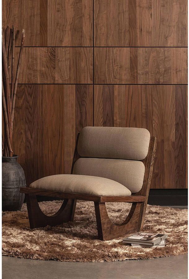 BePureHome Fauteuil Opulent Bouclé en Acaciahout Naturel Japandi - Foto 3