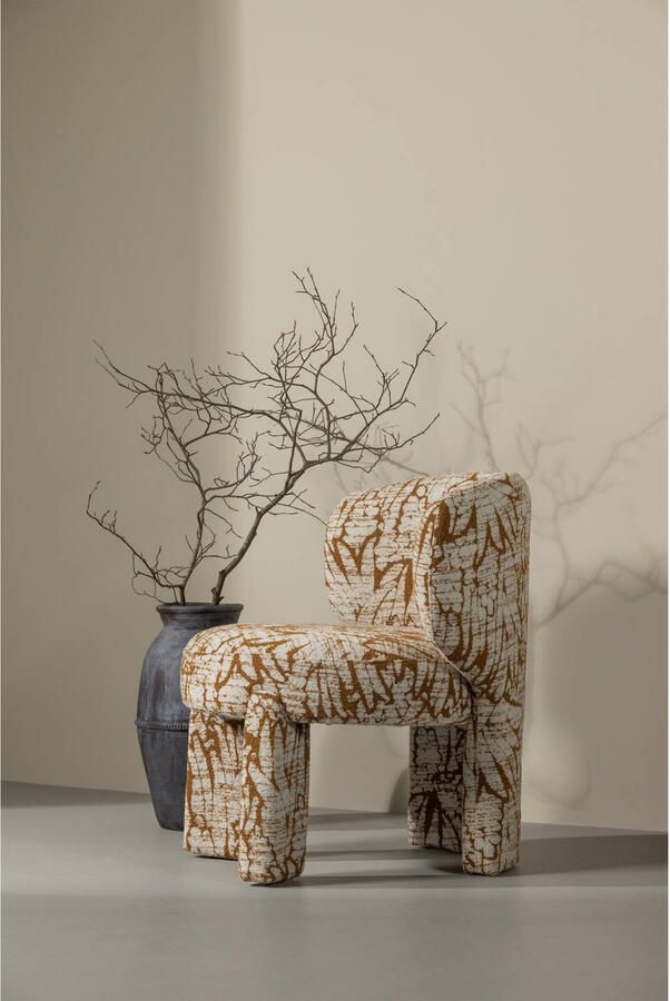 WOOOD Upke Fauteuil Met Dessin Geweven Stof Naturel Bruin 76x75x69 cm - Foto 3