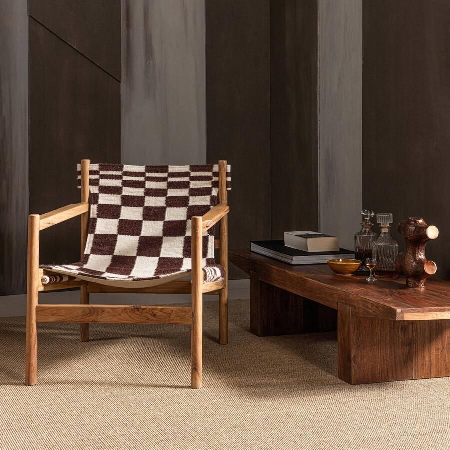 WOOOD Zano Fauteuil Met Houten Frame Hout Naturel Bruin 76x73x67