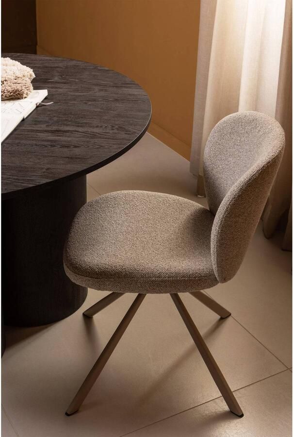WOOOD Femke Eetkamerstoelen Bouclé Naturel Set van 2 - Foto 3