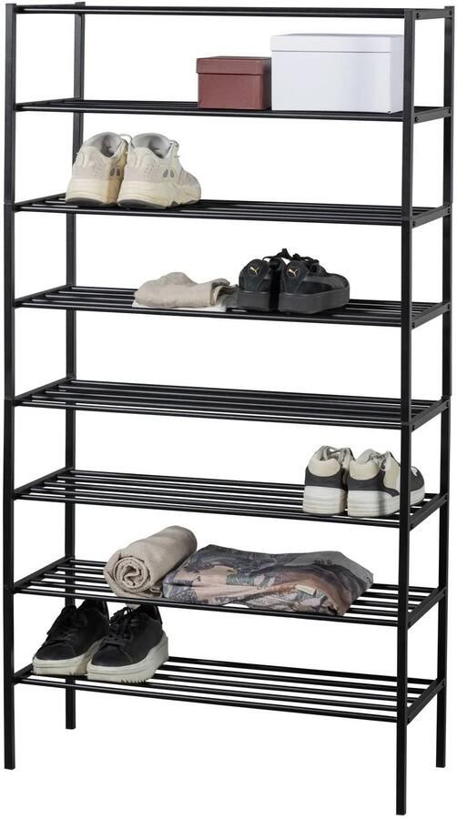 WOOOD Schoenenrek Ferro Stapel van 4 stuks Zwart - Foto 3