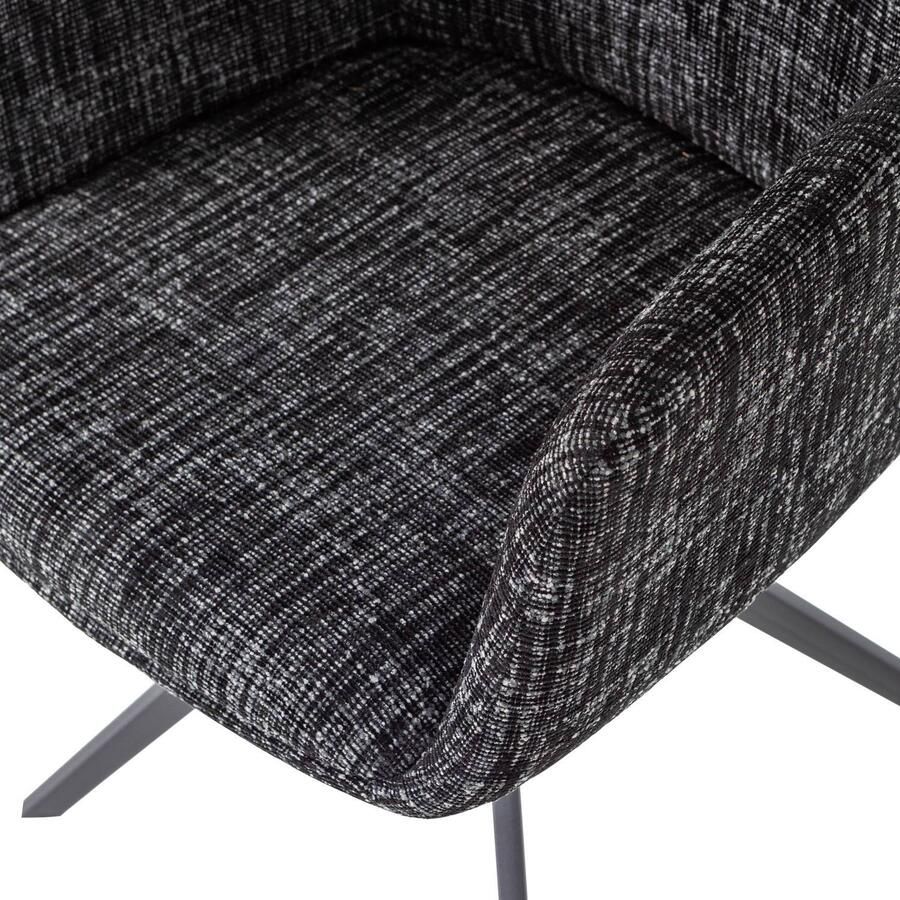 WOOOD Grant Eetkamerstoel Met Armleuning Melange Zwart 88x61x63 cm - Foto 2