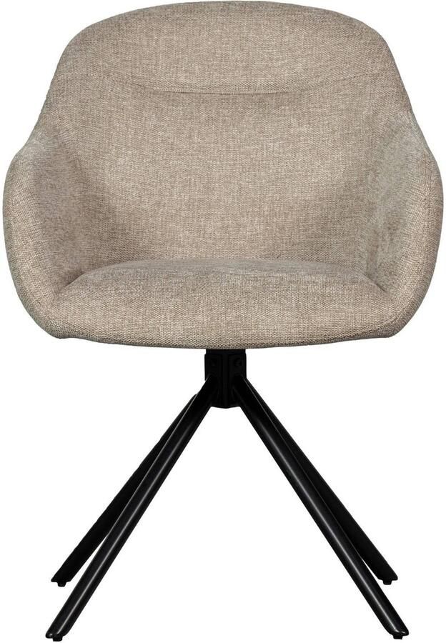 WOOOD Grant-Jaki Eetkamerstoelen Chenille Zand Set van 2 - Foto 4