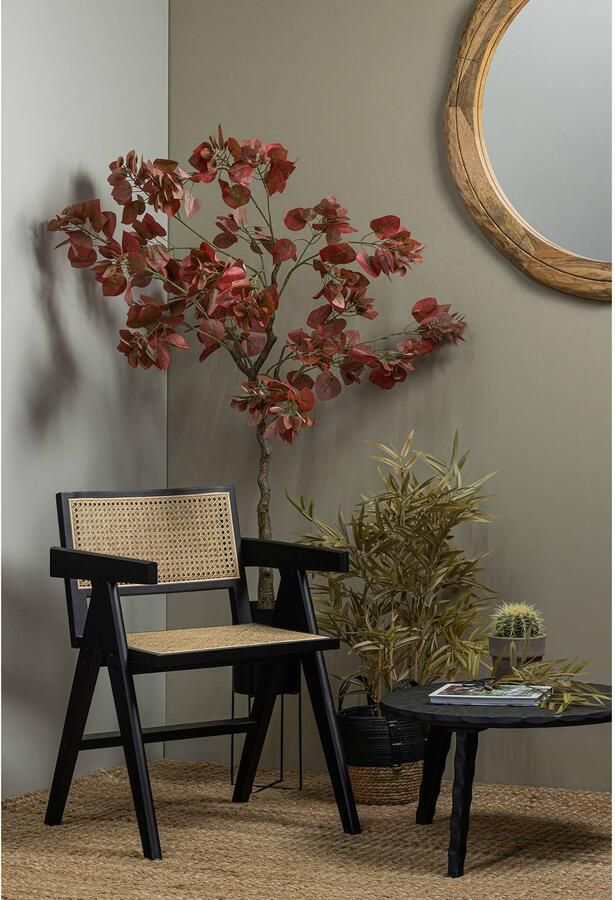 WOOOD Gunn Eetkamerstoel Grenenhout Rattan Zwart 80x54x54 cm - Foto 3
