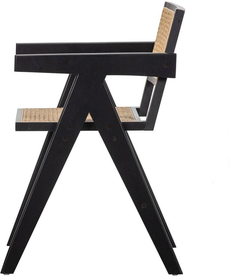WOOOD Gunn Eetkamerstoel Grenenhout Rattan Zwart 80x54x54 cm - Foto 3