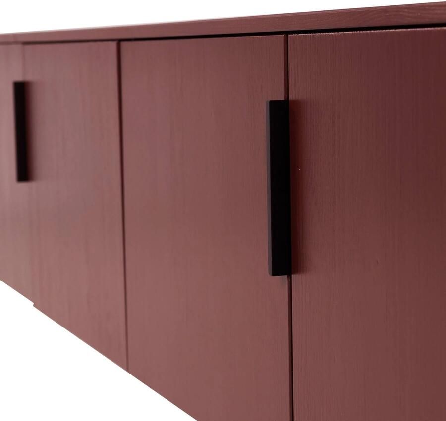 WOOOD Gunnar Tv Meubel 200 cm Grenen Bordeauxrood 56x200x44