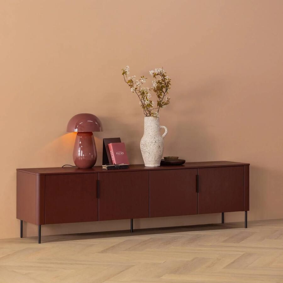 WOOOD Gunnar Tv Meubel 200 cm Grenen Bordeauxrood 56x200x44 - Foto 2