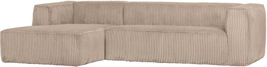 WOOOD Exclusive Bean Hoekbank Links Ribstof Travertin 73x305x96