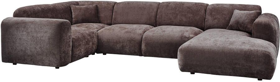 WOOOD hoekbank links Cloud Chenille Warm Bruin 80x345x198 cm - Foto 3