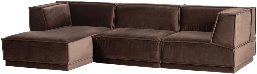 WOOOD Manu Chaise Longue Bank Links Velvet Bruin 73x286x160