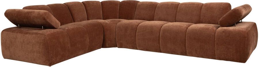 WOOOD Mojo Hoekbank Links Ribstof Roest Bruin 74x310x230 - Foto 2