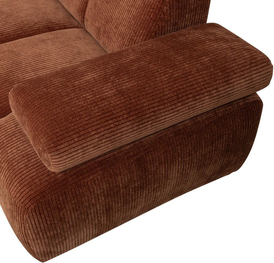 WOOOD Mojo Hoekbank Links Ribstof Roest Bruin 74x310x230